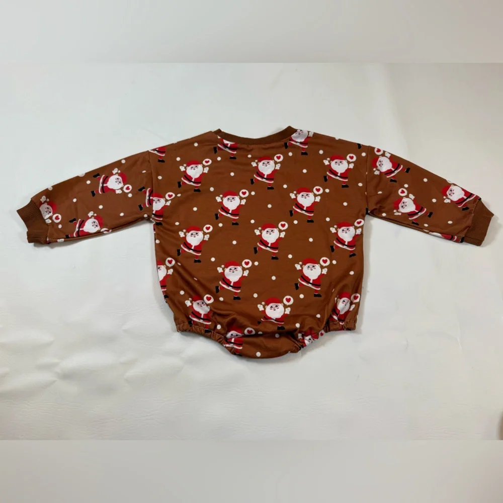 Baby unisex Christmas Romper Snowman Santa Print 12-18 mon (bin R) - Picture 4 of 10